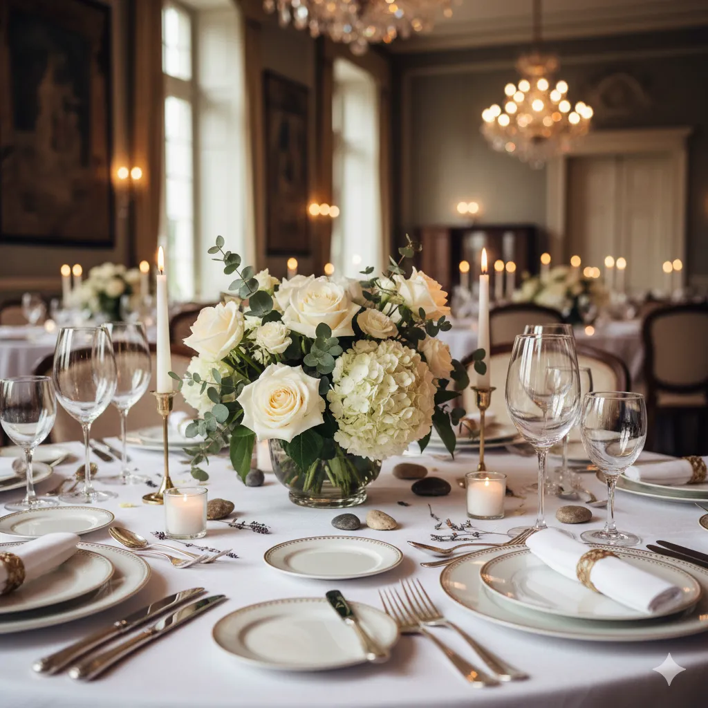 Elegant table setting with flowers
